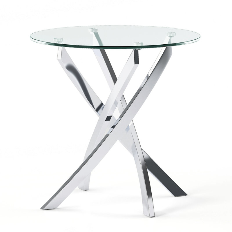 Orren Ellis Magallanes Glass Top Cross Legs End Table & Reviews Wayfair